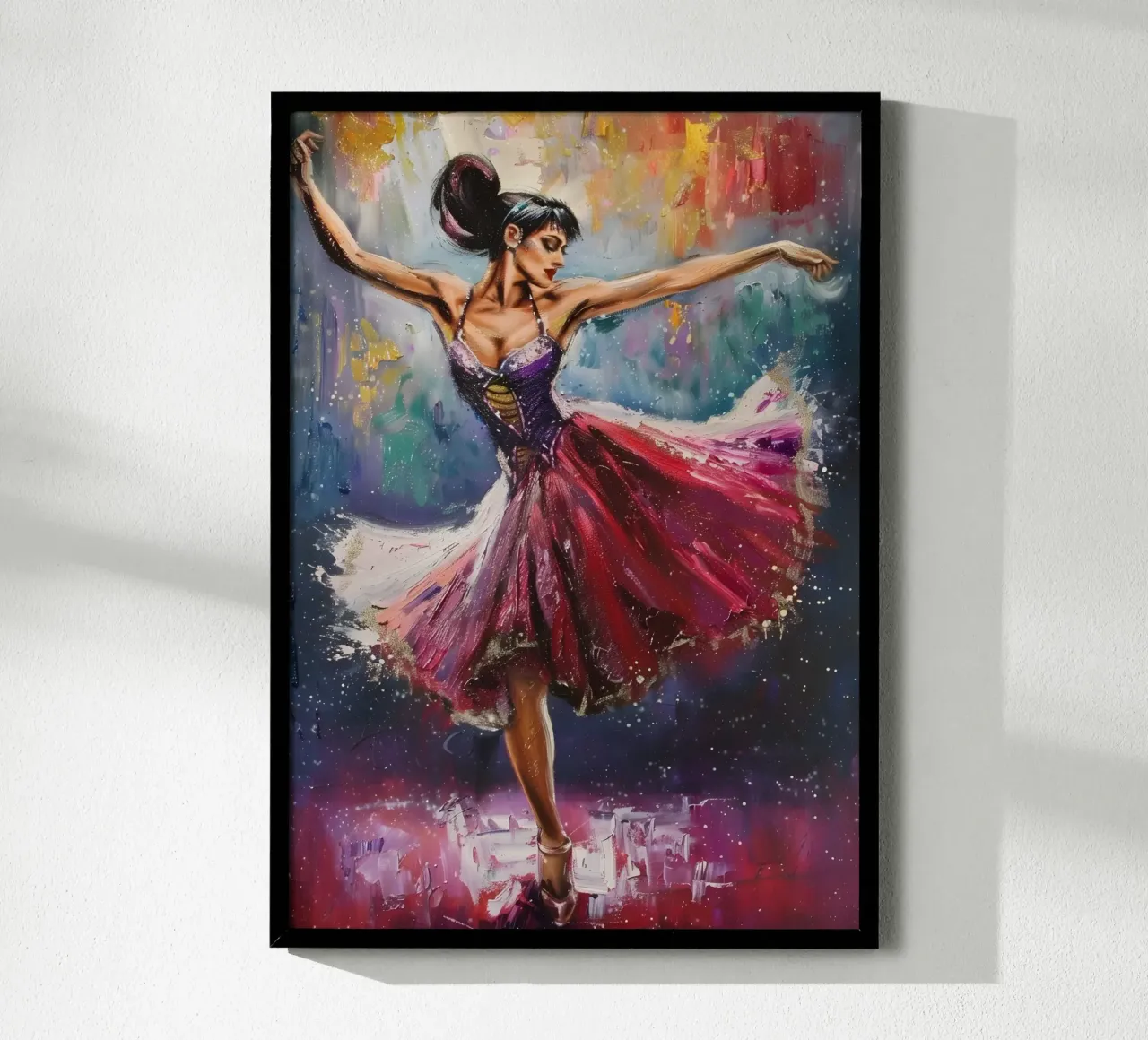 Peinture à l'huile d'une jeune fille dansante poster de Artful Muse