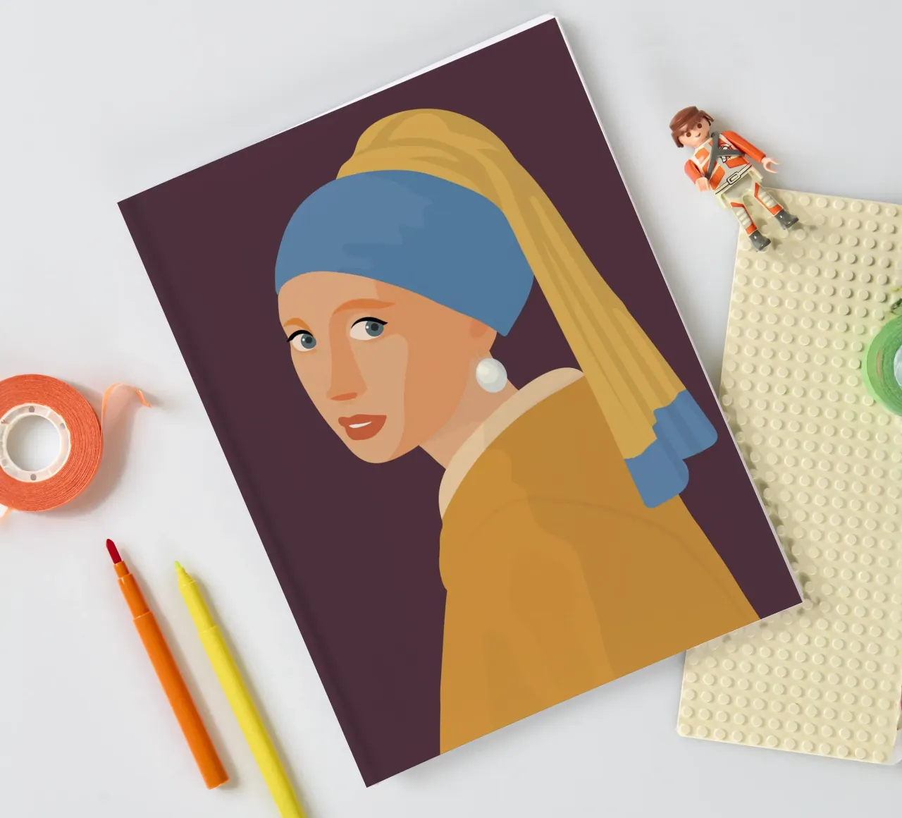 Minimal Girl with Pearl Earring carnet de notes de pierosvisuals