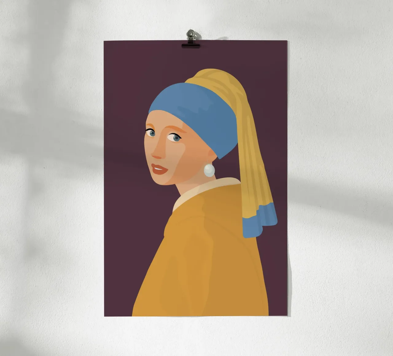 Minimal Girl with Pearl Earring poster con telaio in plastica da pierosvisuals