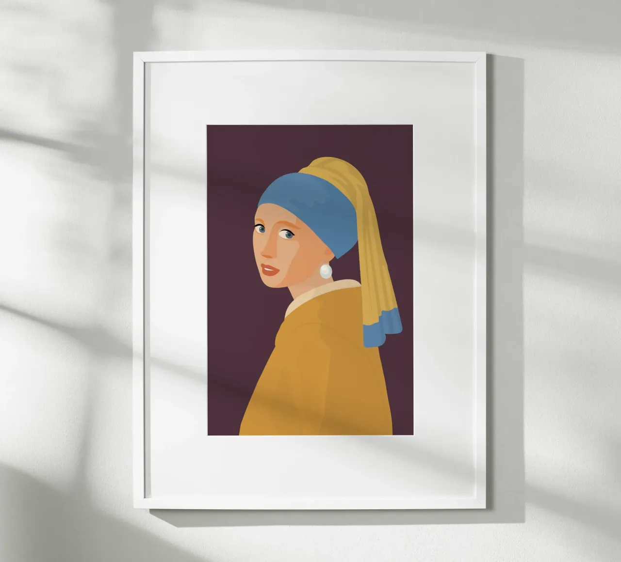 Minimal Girl with Pearl Earring poster con telaio in plastica da pierosvisuals