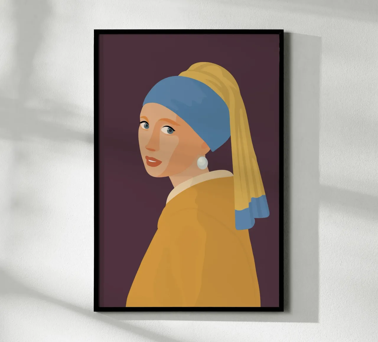 Minimal Girl with Pearl Earring poster con telaio in plastica da pierosvisuals