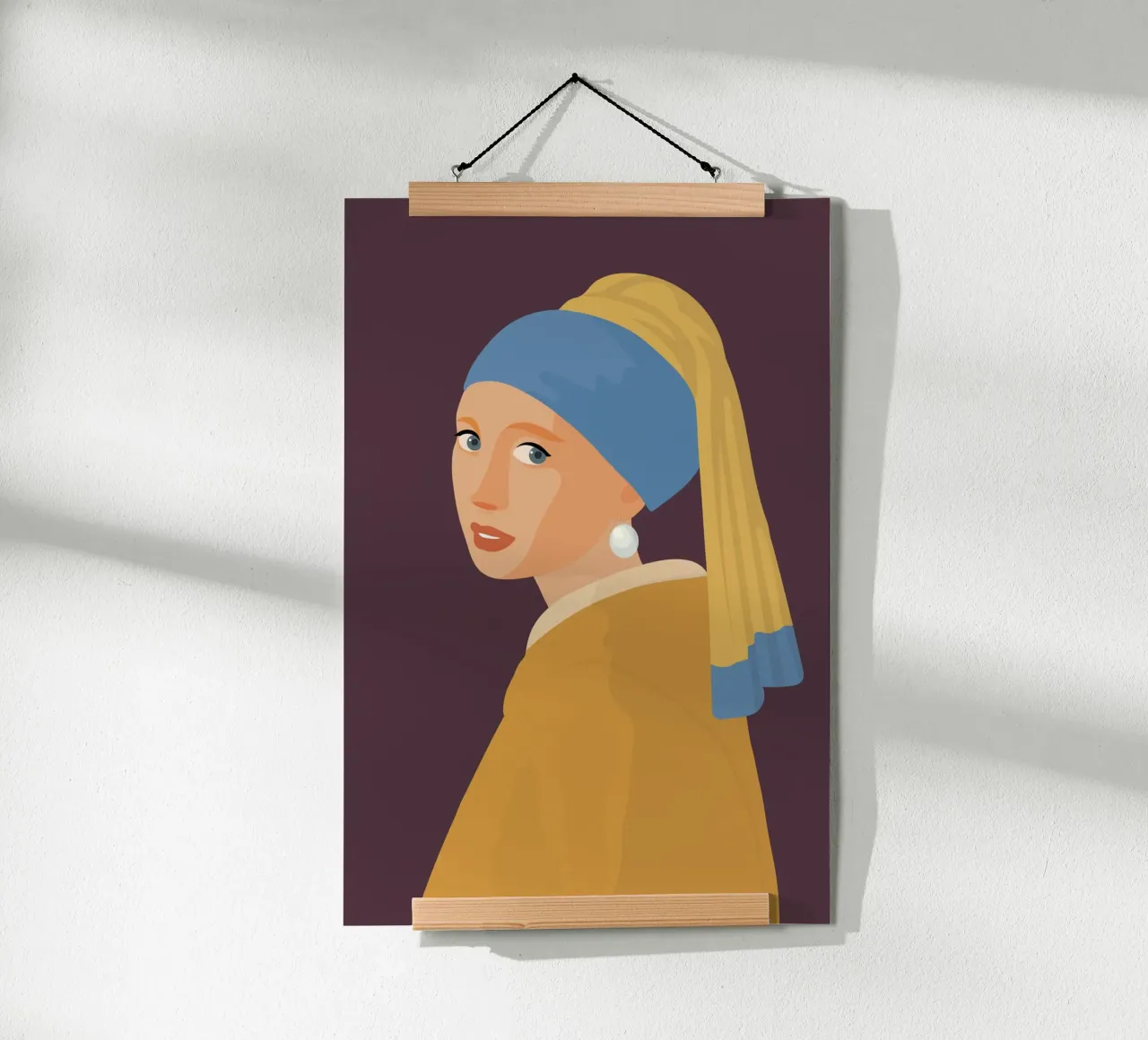 Minimal Girl with Pearl Earring poster con telaio in plastica da pierosvisuals