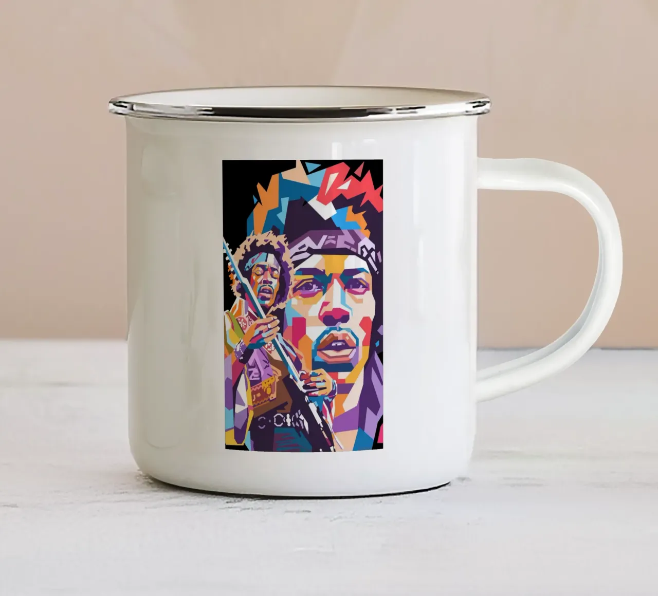 Stile artistico di Jimi Hendrix WPAP tazza in smalto da Hantamrata