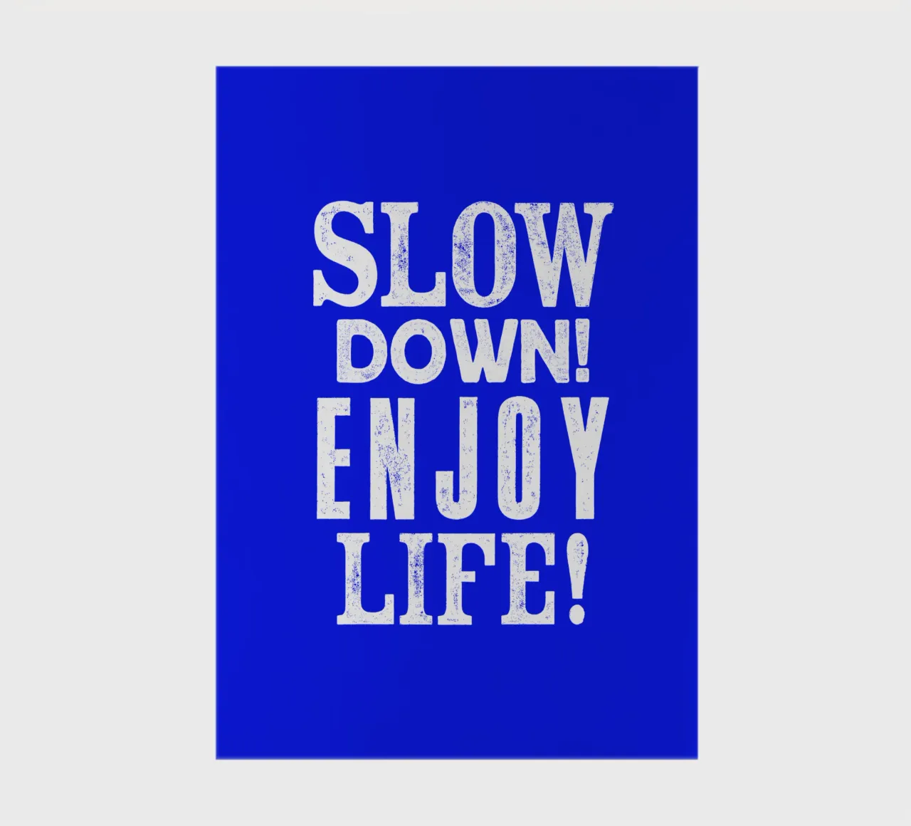 Slow Down Enjoy Life Typography Print in Blue and White notebook by THE MOTIVATED TYPE