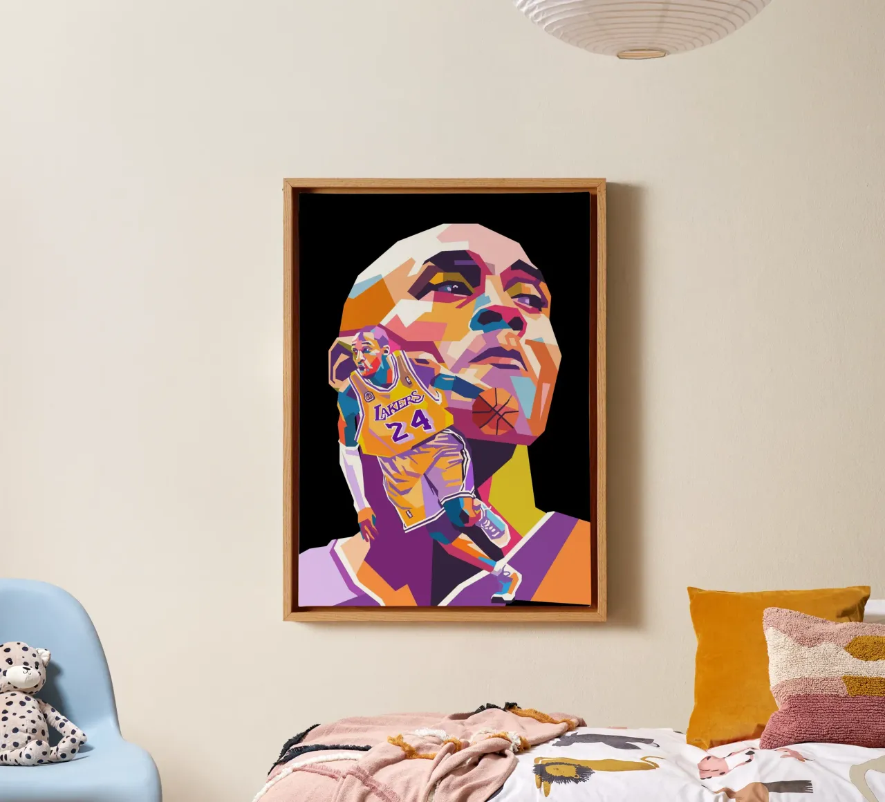 Ritratto pop art di Kobe Bryant tela con Cornice a cassetta da Hantamrata