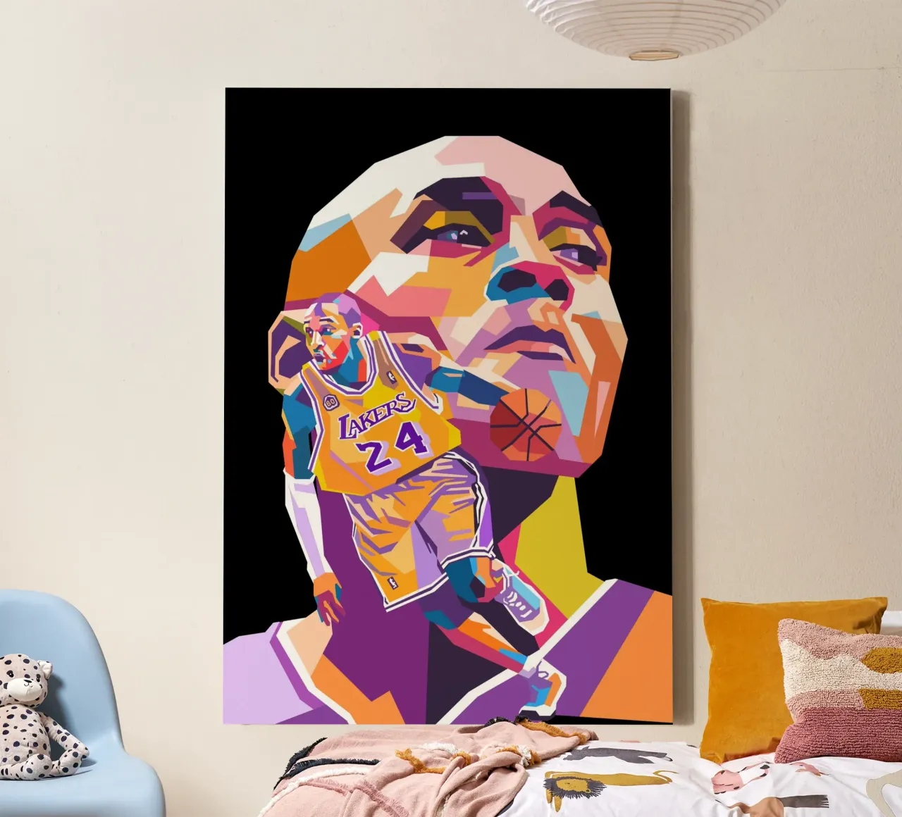 Ritratto pop art di Kobe Bryant tela con Cornice a cassetta da Hantamrata