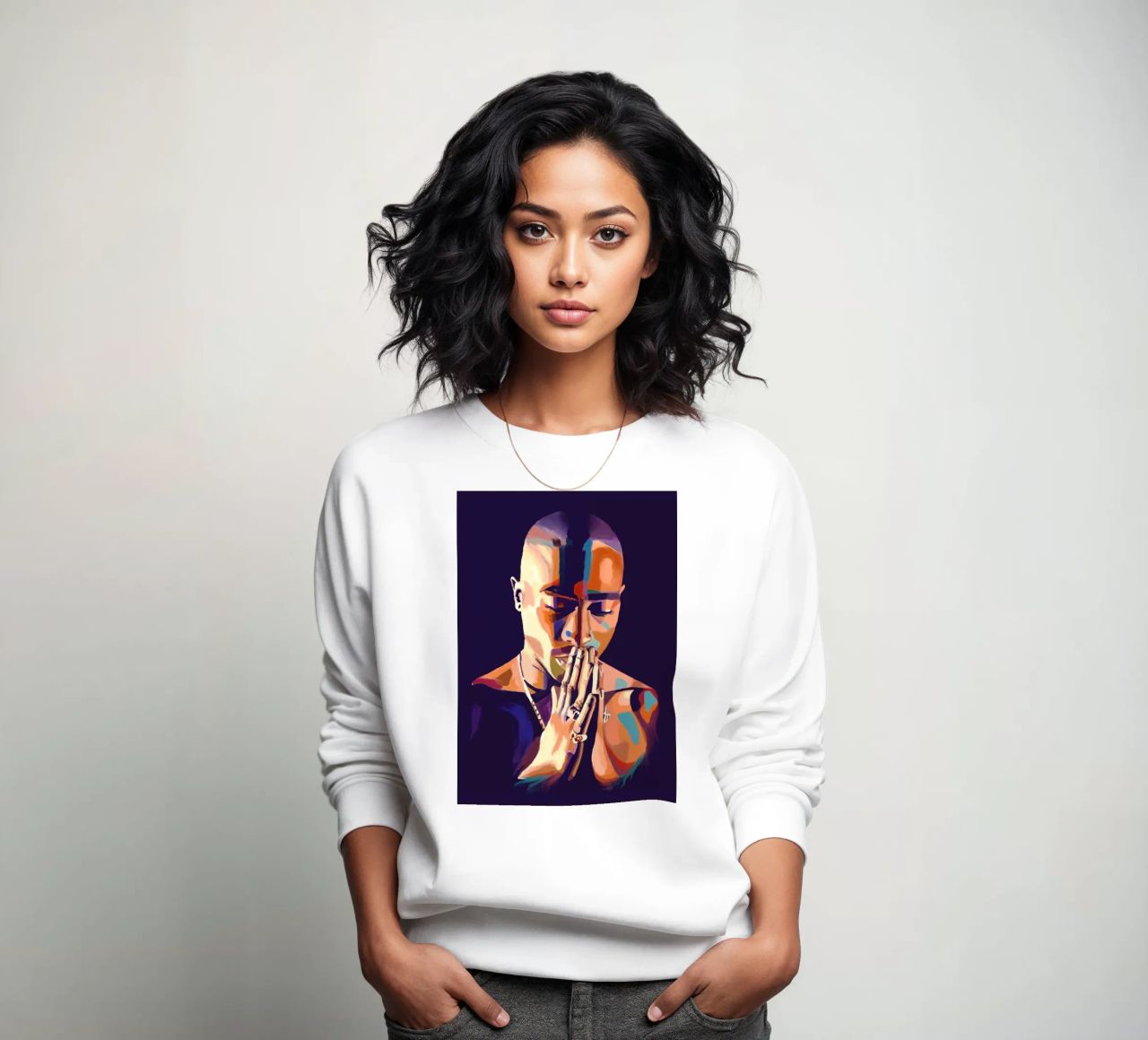 Tupac Shakur abstract colorful pop art sweatshirt by Hantamrata