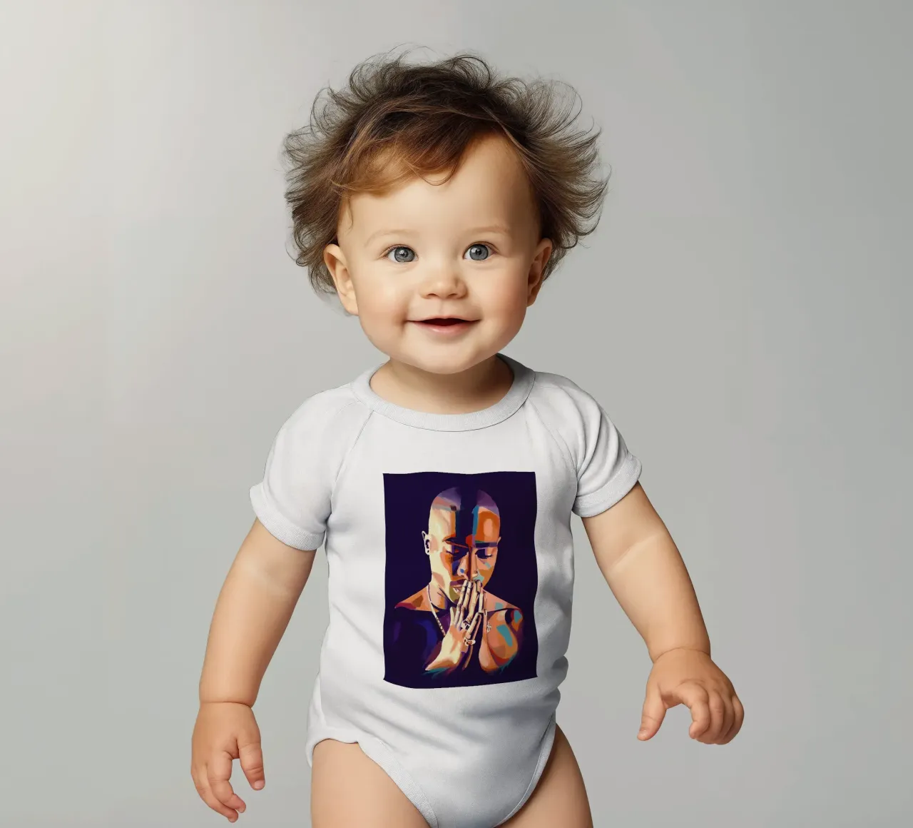 Tupac Shakur astratto colorato pop art body neonato maniche corte da Hantamrata