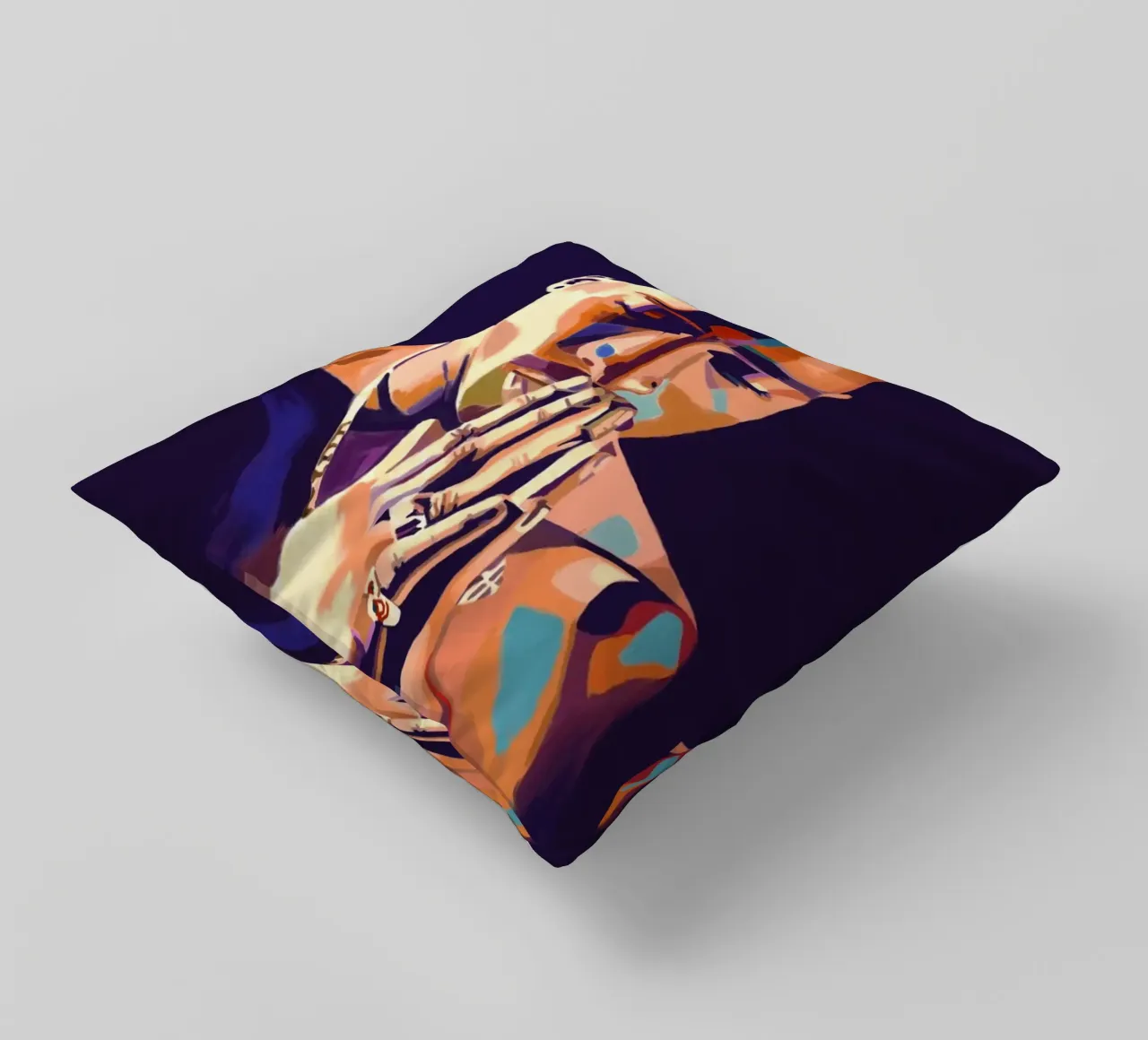 Tupac Shakur abstrait coloré pop art coussin de Hantamrata