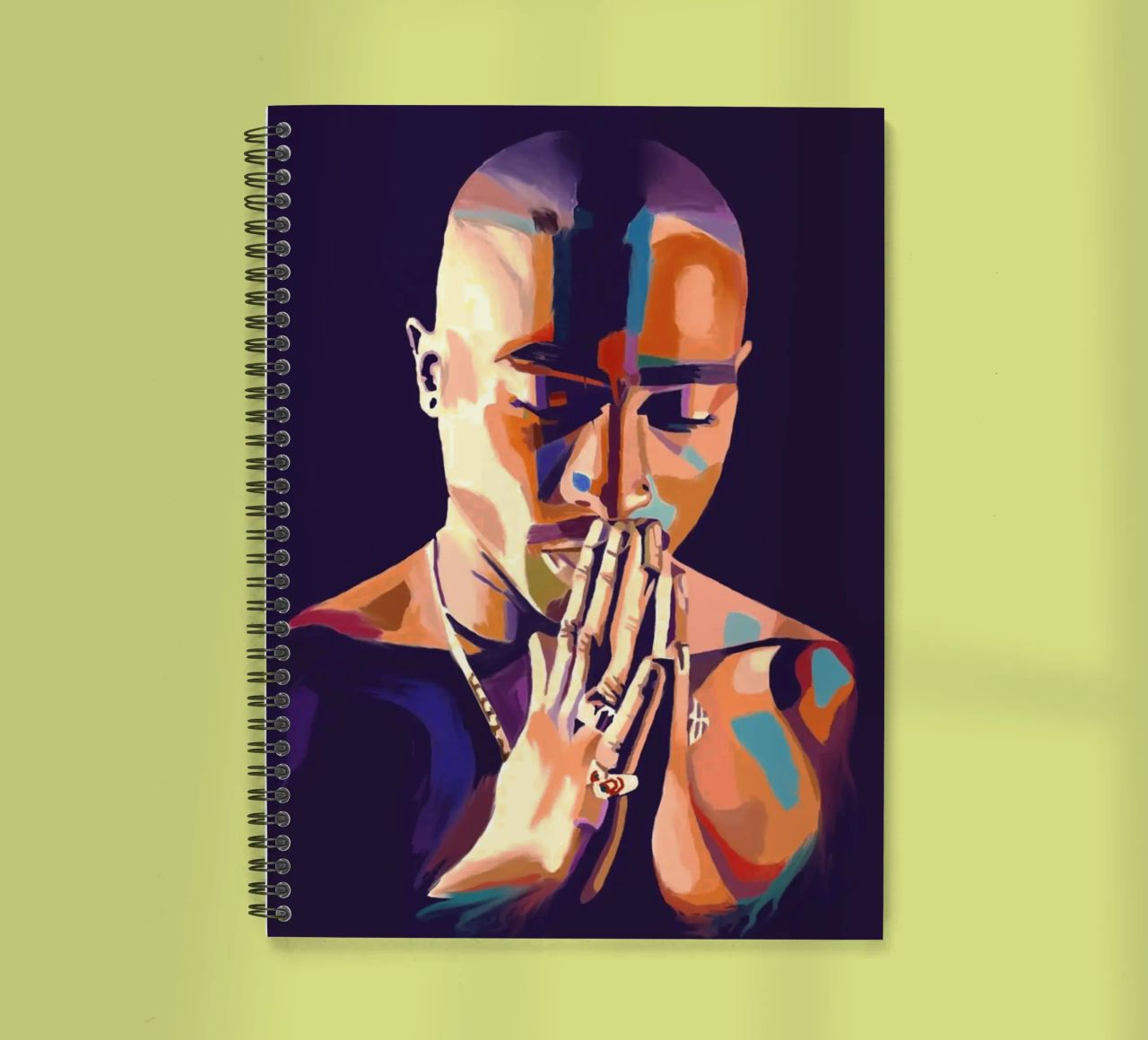 Tupac Shakur abstract colorful pop art spiral notebook by Hantamrata