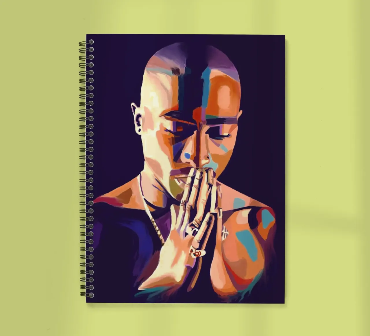 Tupac Shakur astratto colorato pop art diario ad anelli da Hantamrata