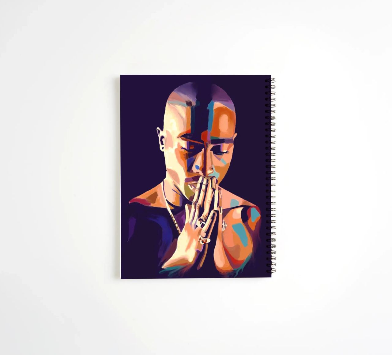 Tupac Shakur abstract colorful pop art spiral notebook by Hantamrata