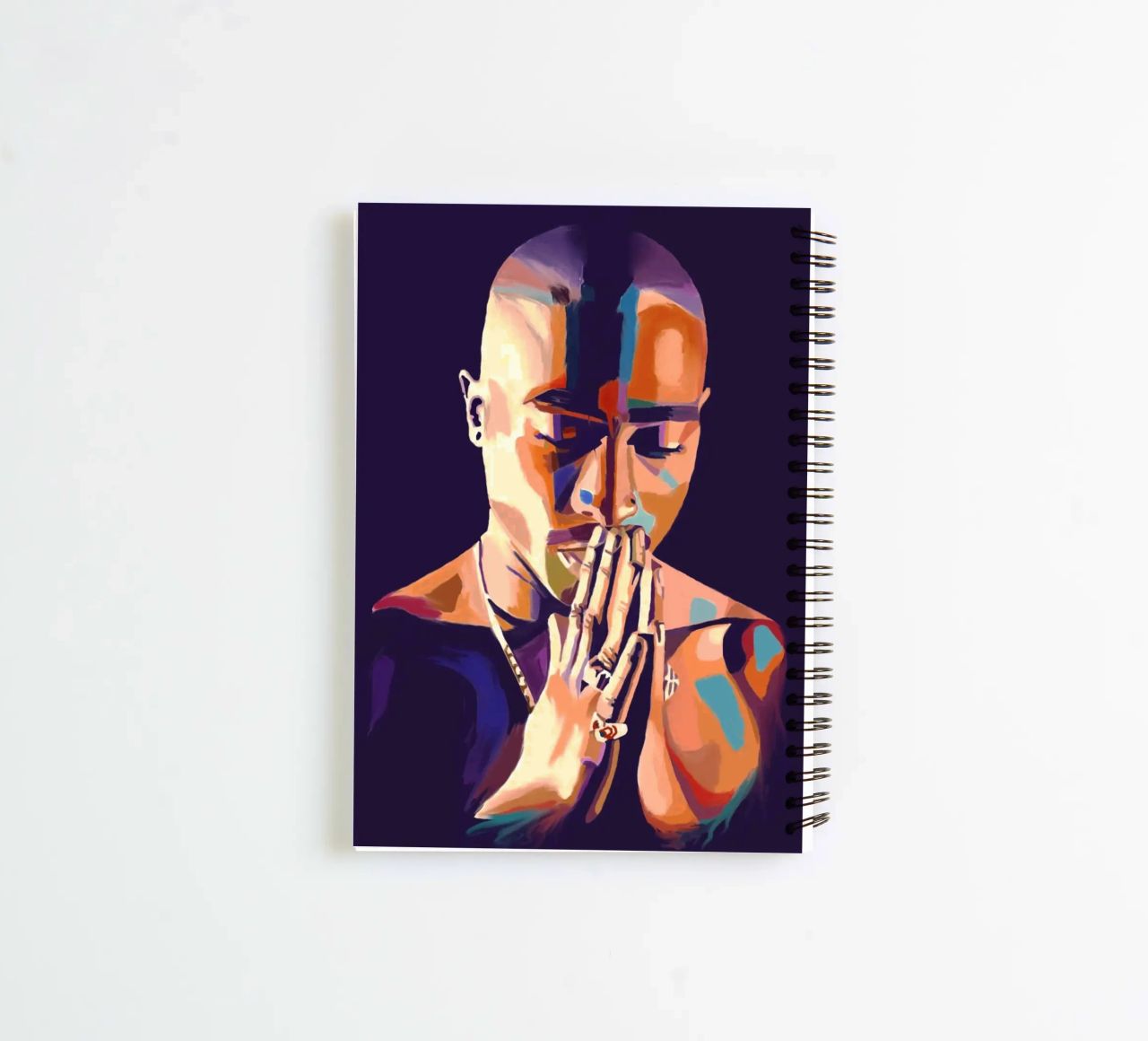 Tupac Shakur abstract colorful pop art spiral notebook by Hantamrata