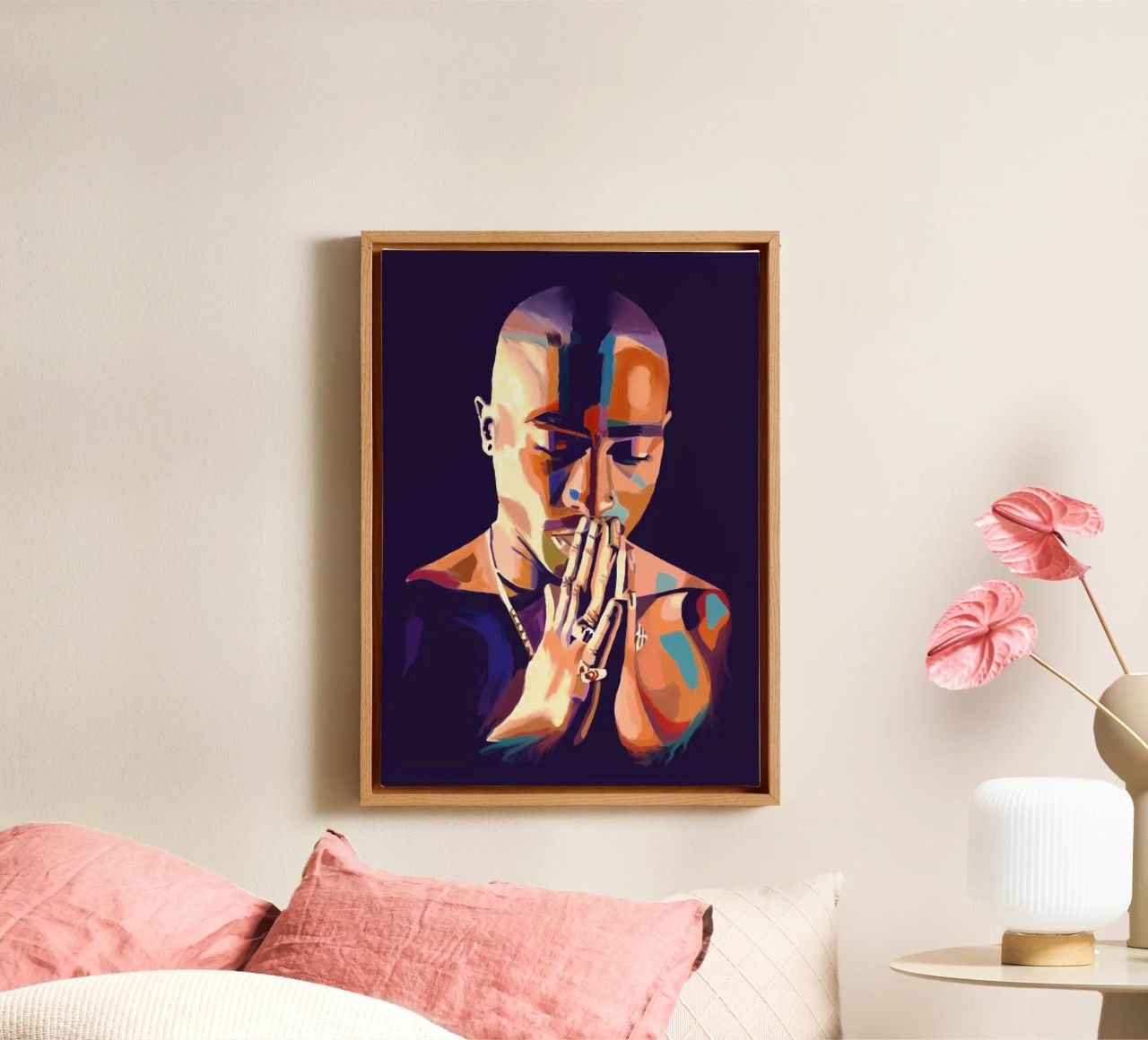 Tupac Shakur abstract colorful pop art canvas by Hantamrata