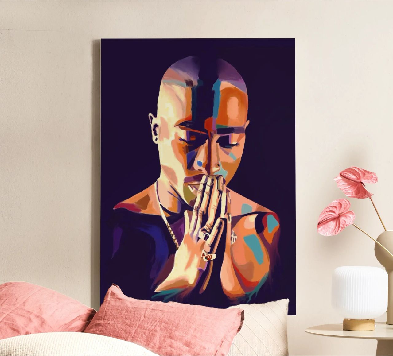 Tupac Shakur abstract colorful pop art canvas by Hantamrata