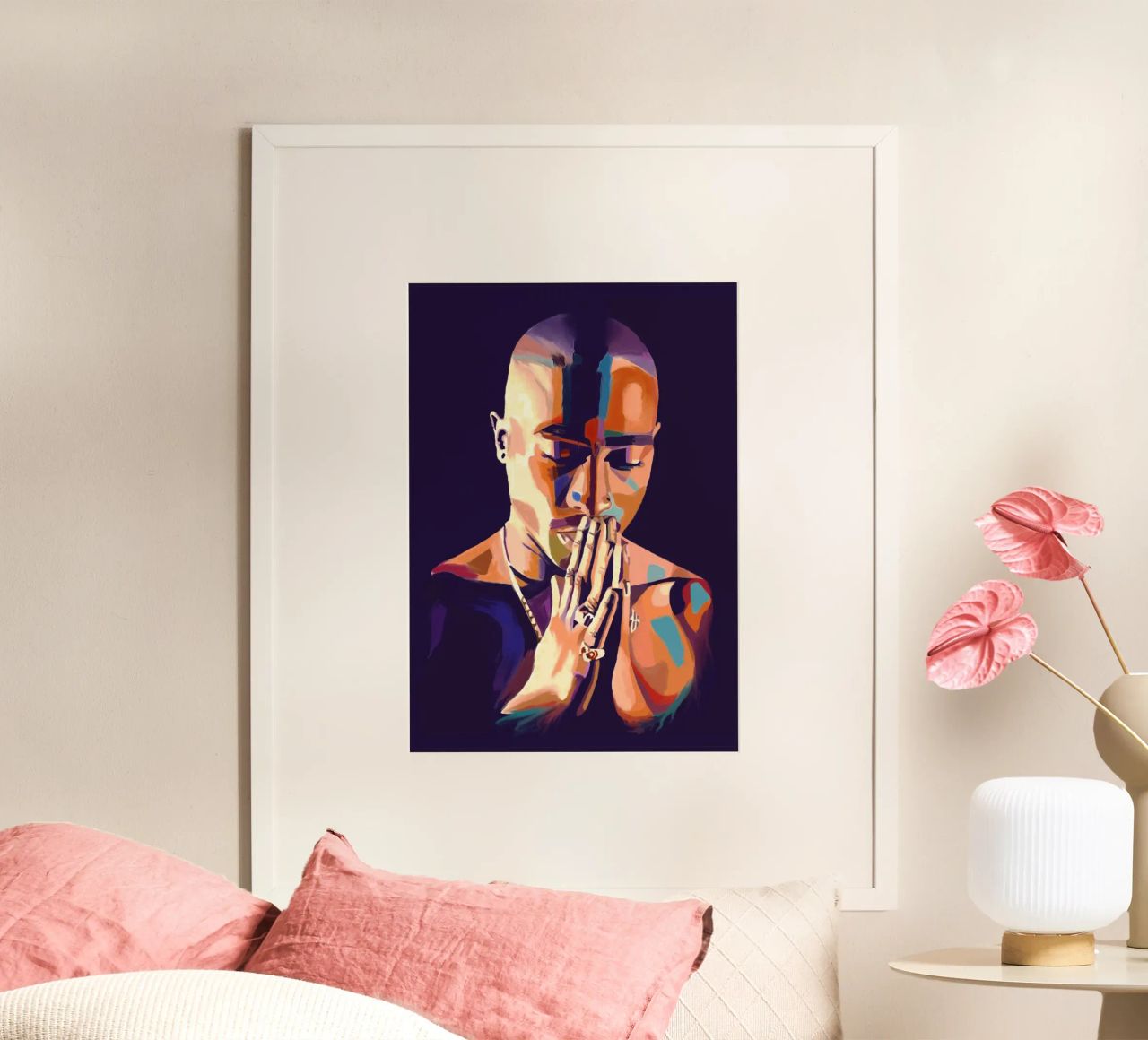 Tupac Shakur abstract colorful pop art poster by Hantamrata