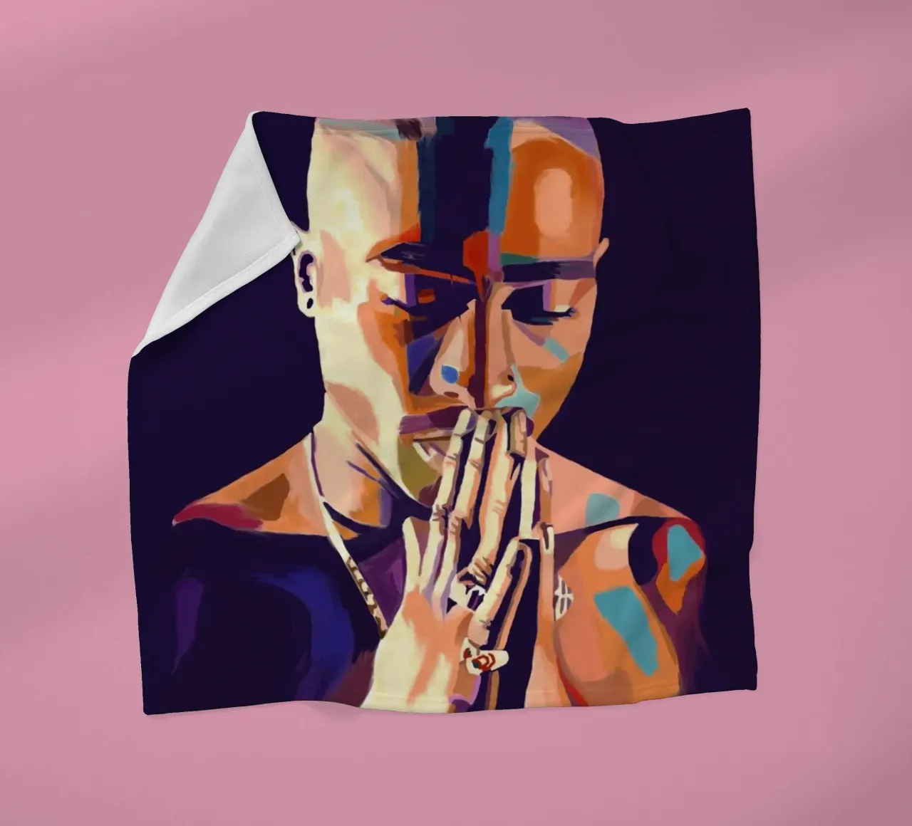 Tupac Shakur astratto colorato pop art coperta in pile da Hantamrata