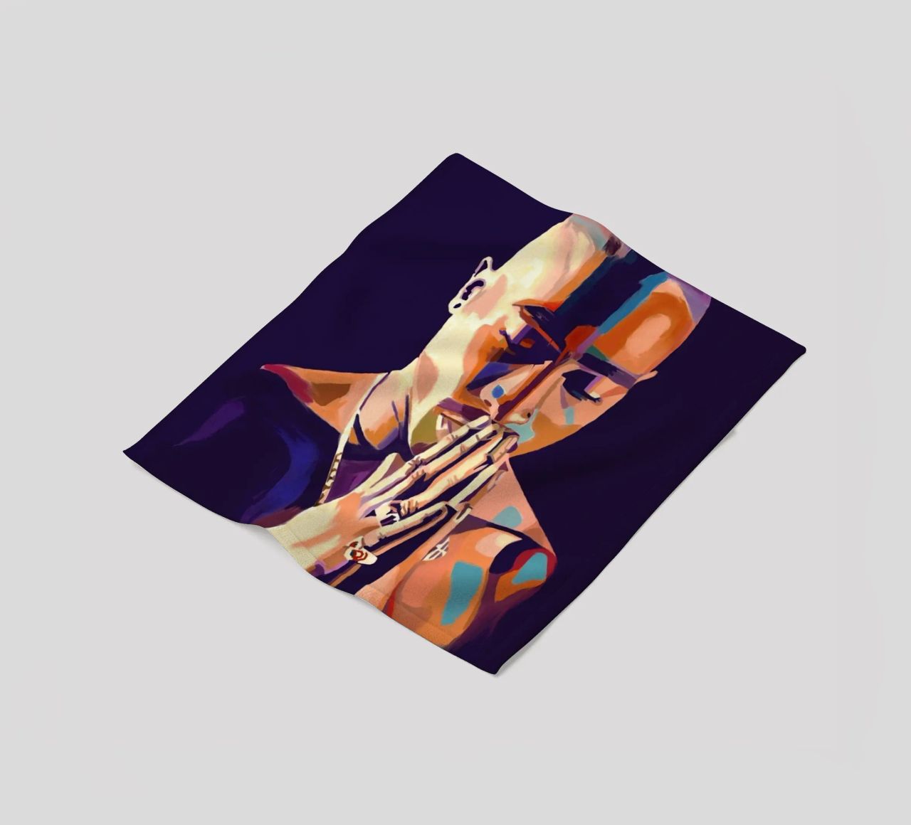 Tupac Shakur abstract colorful pop art fleece blanket by Hantamrata
