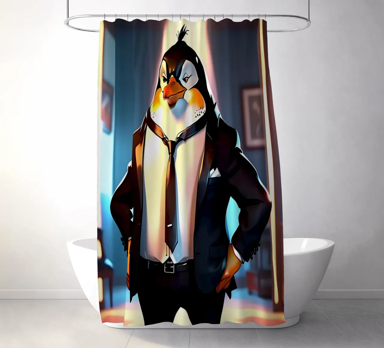 Pinguin_Stil_C_1 shower curtain by Tierisch bunt by LK