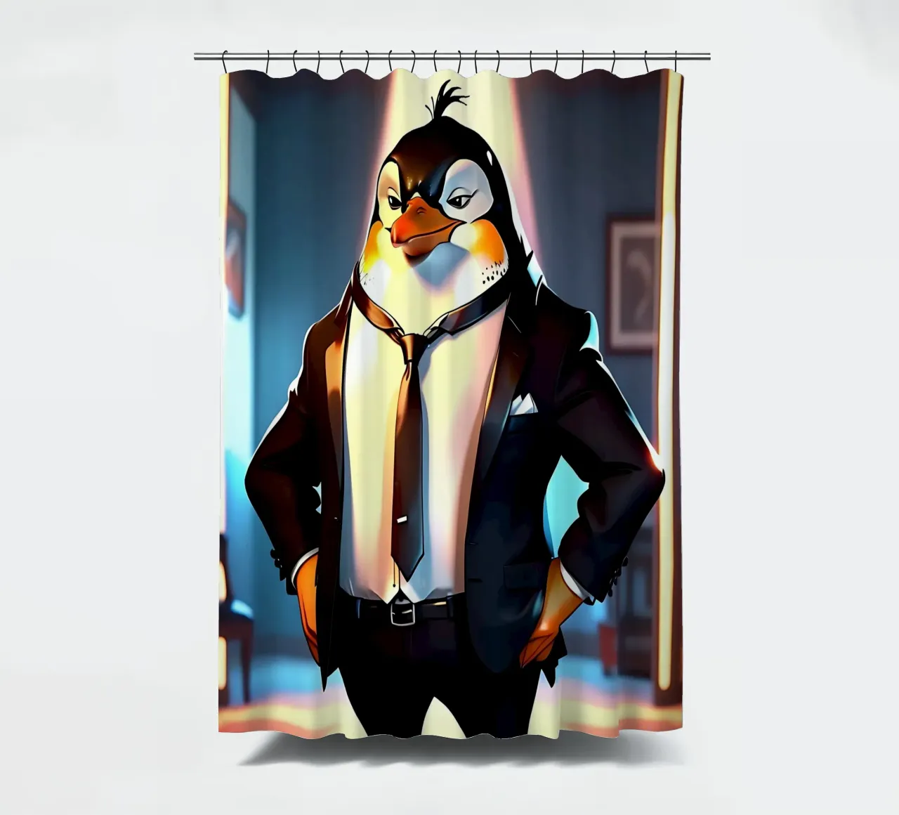 Pinguin_Stil_C_1 shower curtain by Tierisch bunt by LK