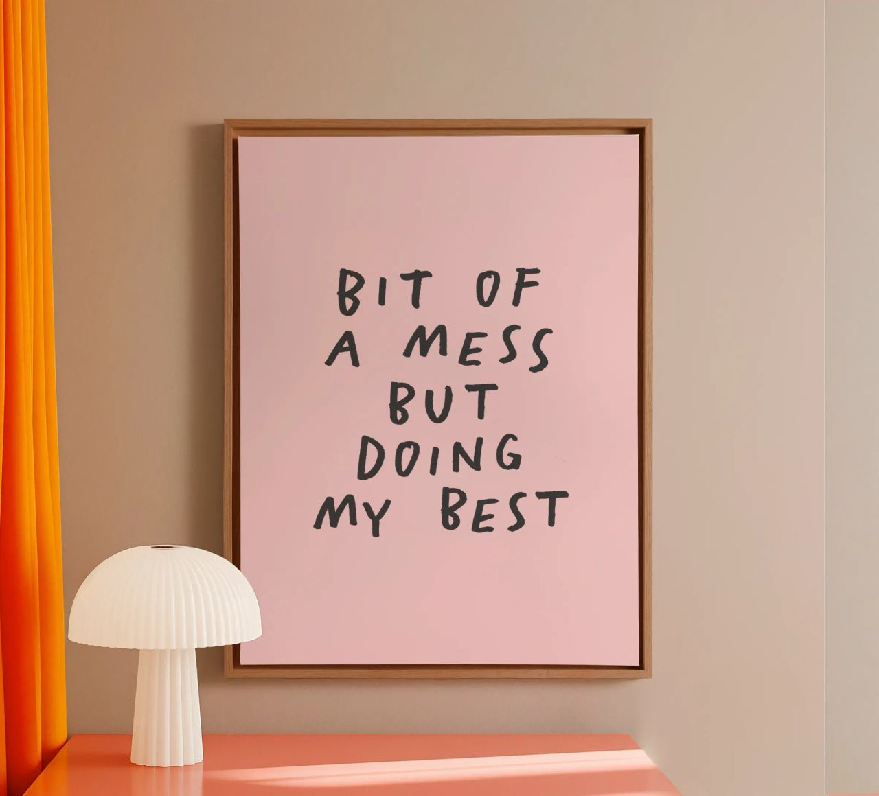Bit of a Mess But Doing My Best Typography Print in Pink canvas by THE MOTIVATED TYPE