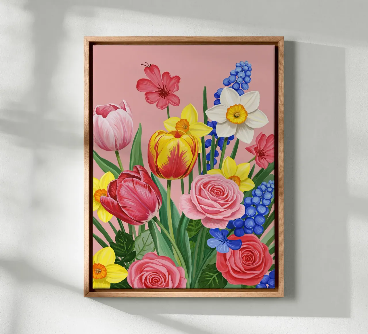Fiori rosa tela con Cornice a cassetta da Art Center