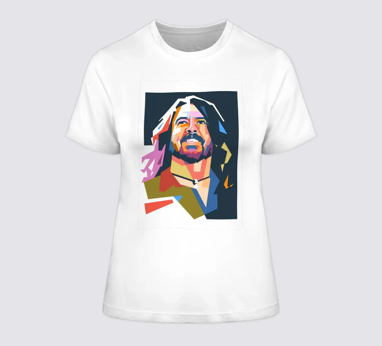Dave Grohl pop art portrait women's fitted t-shirt by Hantamrata