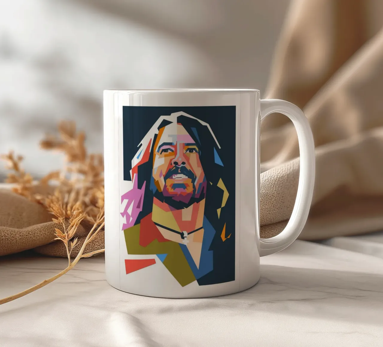 Dave Grohl Pop Art Porträt Keramik Tasse von Hantamrata