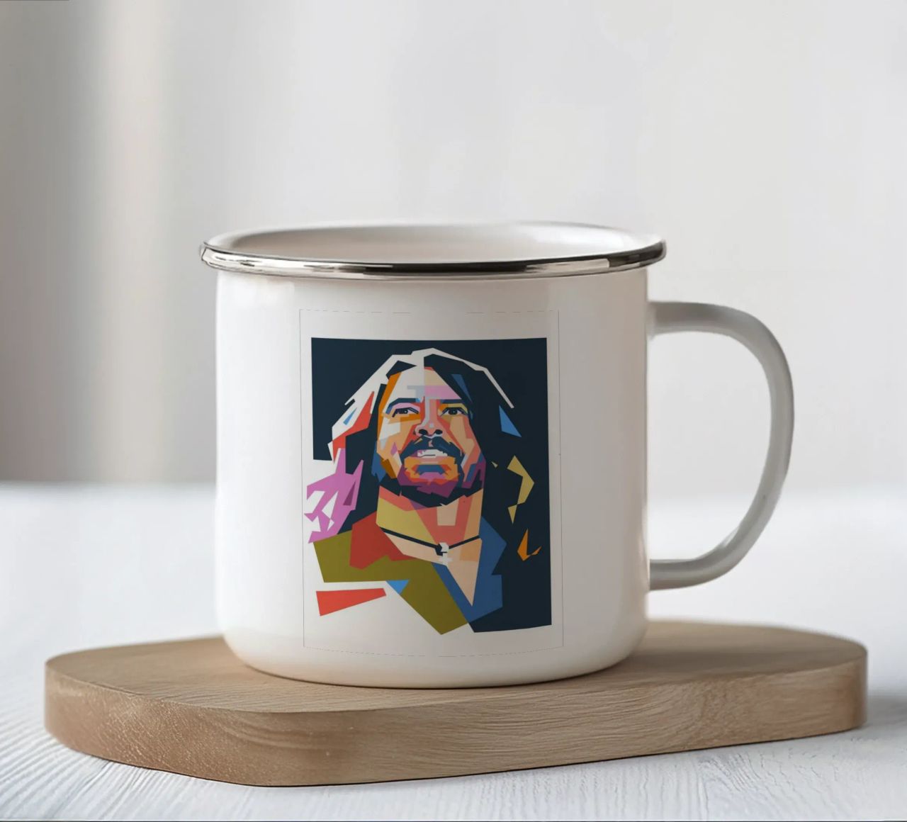 Ritratto pop art di Dave Grohl tazza in smalto da Hantamrata