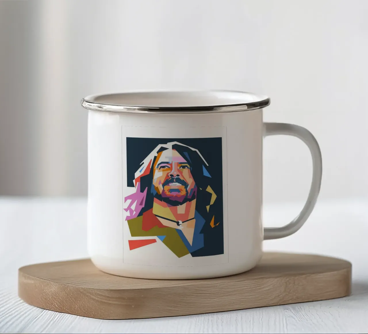 Ritratto pop art di Dave Grohl tazza in smalto da Hantamrata
