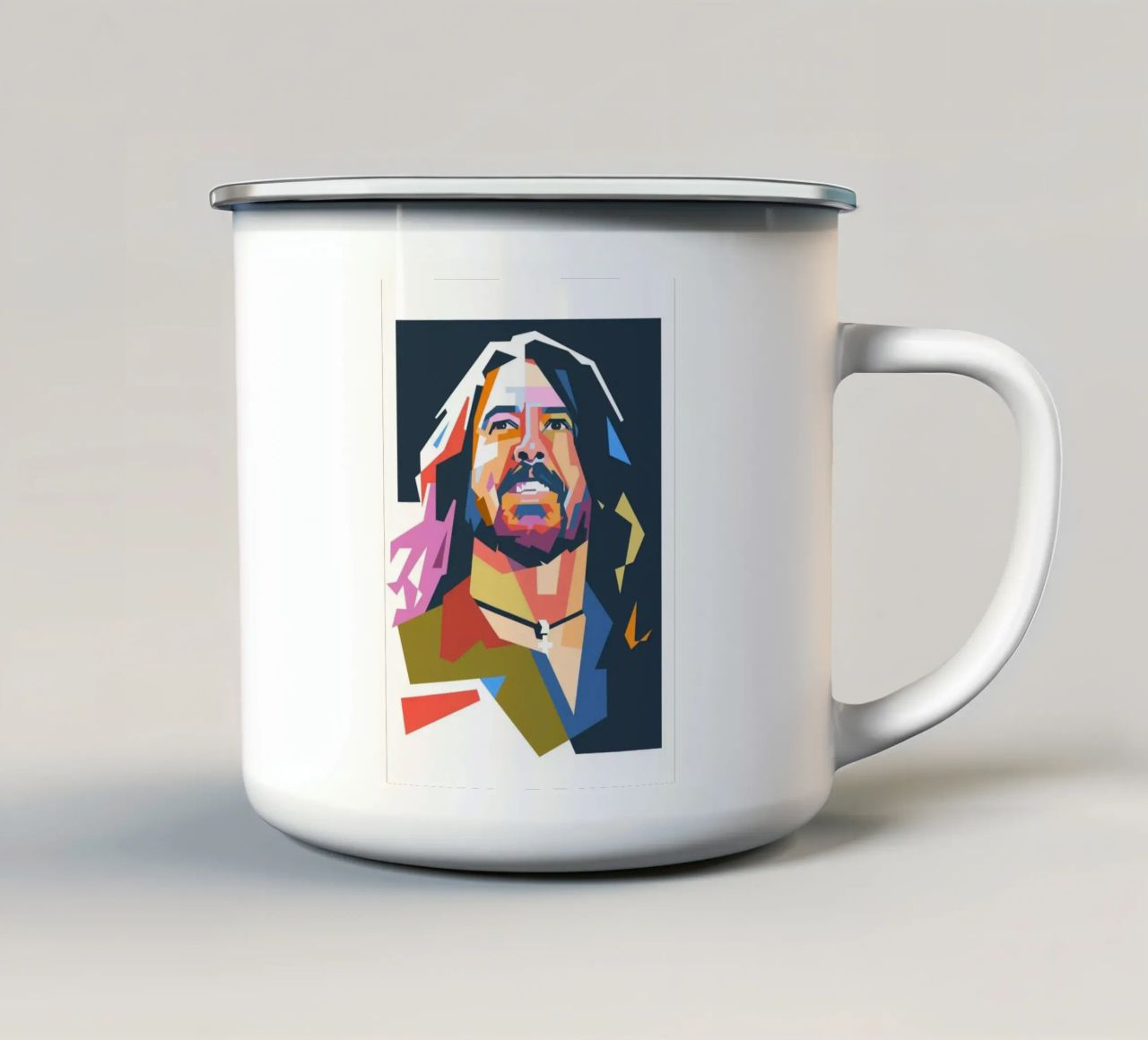 Ritratto pop art di Dave Grohl tazza in smalto da Hantamrata