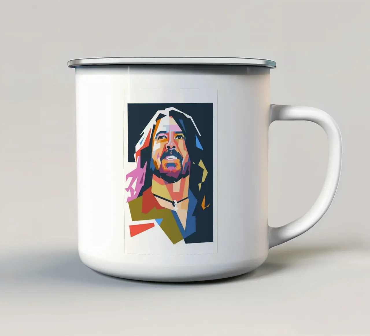 Ritratto pop art di Dave Grohl tazza in smalto da Hantamrata