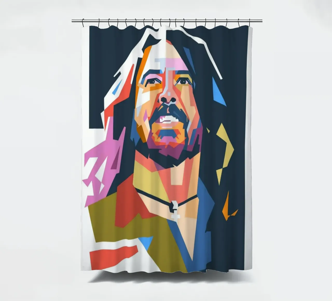 Dave Grohl Pop Art Porträt Duschvorhang von Hantamrata