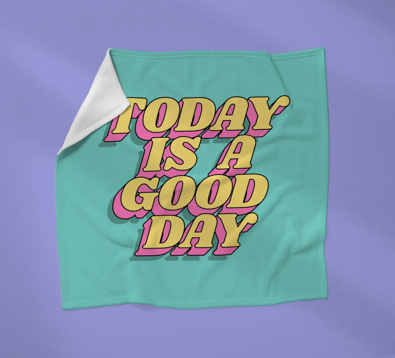 Today is a Good Day Typography Print Yellow Pink Turquoise fleece blanket by THE MOTIVATED TYPE
