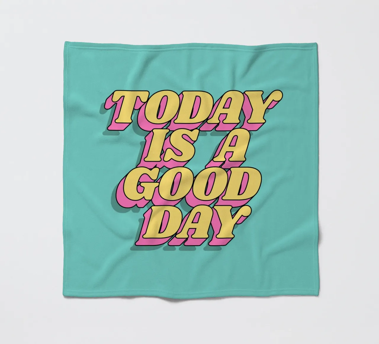 Today is a Good Day Typography Print Yellow Pink Turquoise fleece blanket by THE MOTIVATED TYPE