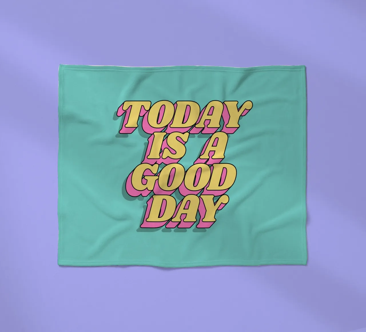 Today is a Good Day Typography Print Yellow Pink Turquoise fleece blanket by THE MOTIVATED TYPE