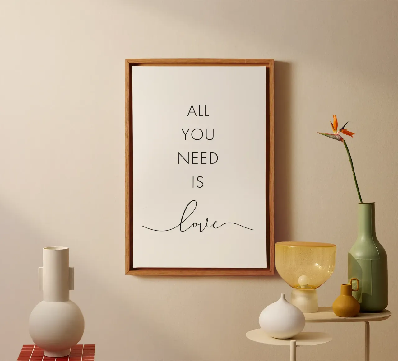 Tutto ciò che serve è l'amore tela con Cornice a cassetta da NouveauPrints