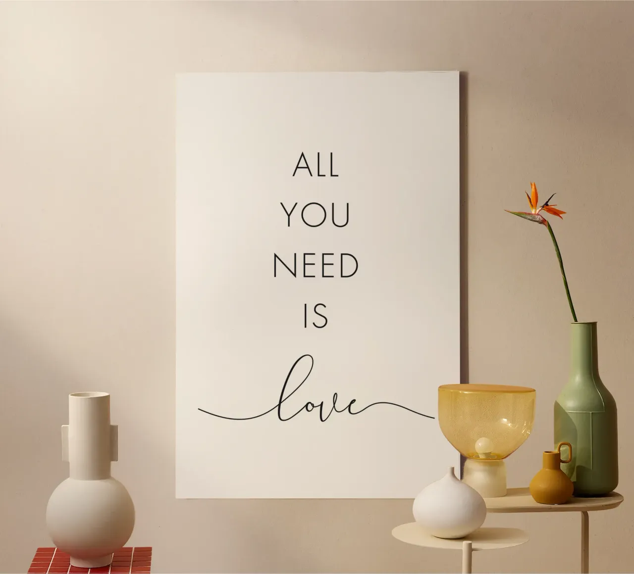 Tutto ciò che serve è l'amore tela con Cornice a cassetta da NouveauPrints