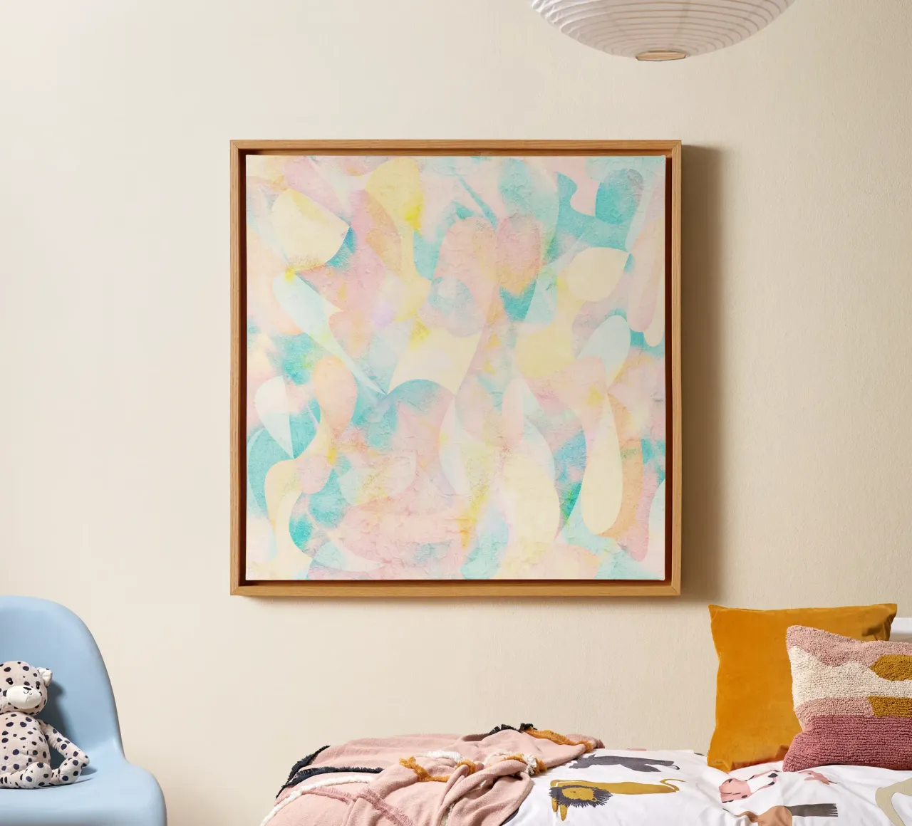 Droomlandschap Abstract Geometrisch canvas met Baklijst van lovely lines