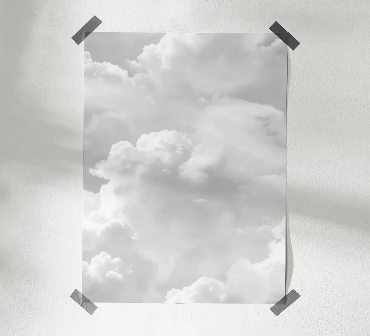 Witte Wolken Abstract Boho Spiritueel Zomer Yoga Kalm Kunst poster van Gentle Echoes Art