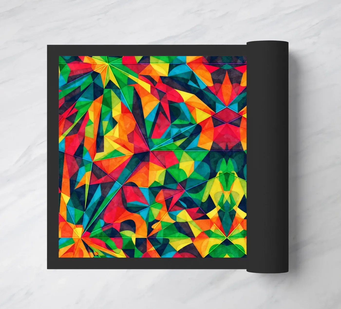 Vibrant Red Green Pattern doormat by Lines Inside