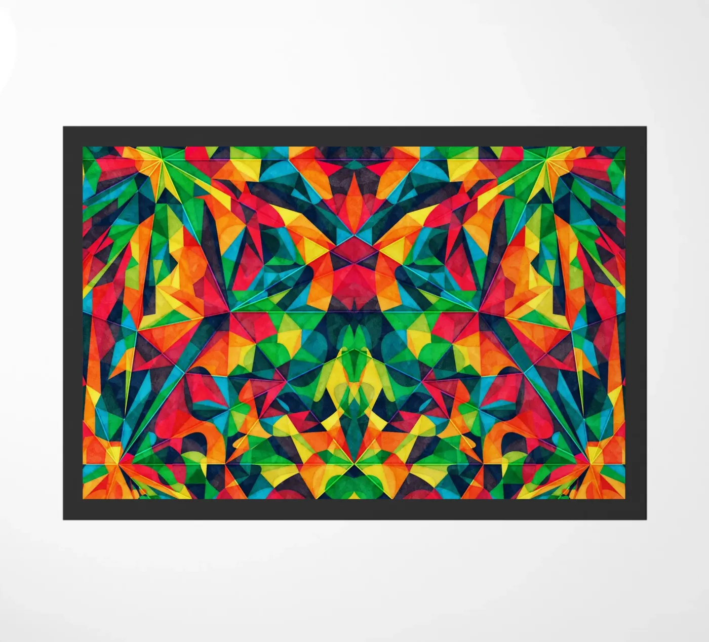 Vibrant Red Green Pattern doormat by Lines Inside