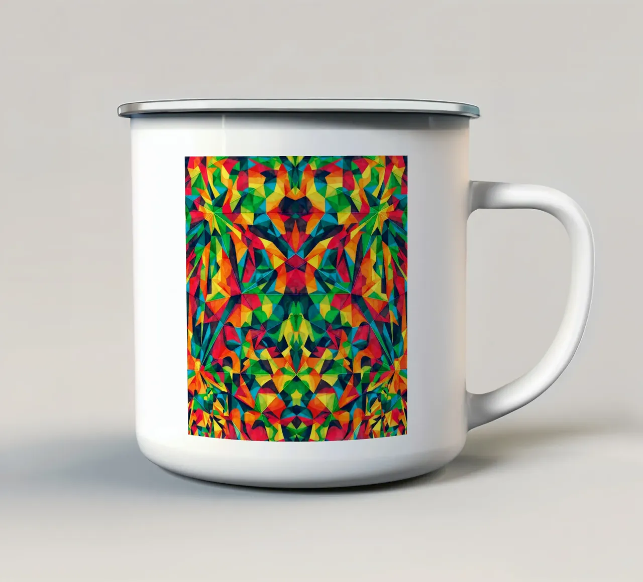 Vibrant Red Green Pattern enamel mug by lovely lines