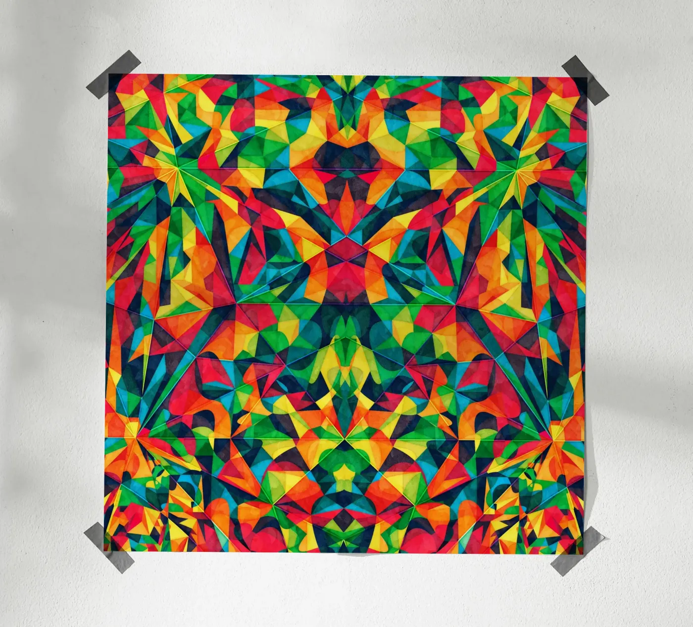 Vibrant Red Green Pattern poster by Lines Inside