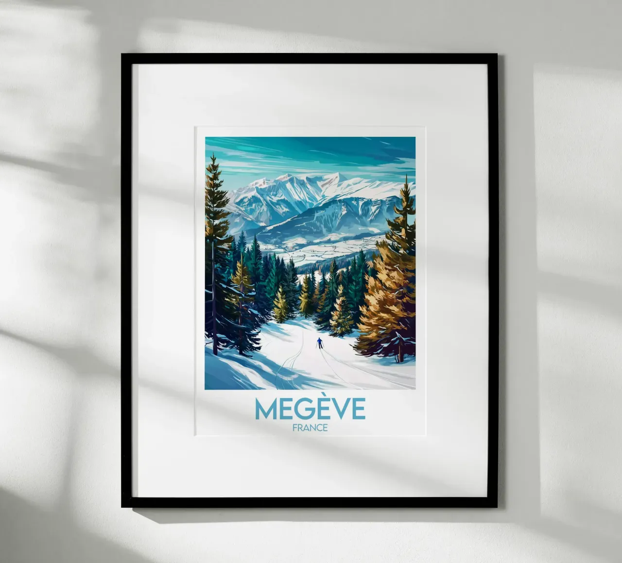 Affiche Megève poster con telaio in legno da Frame the World