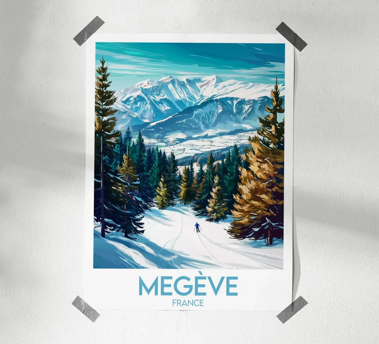 Affiche Megève poster con telaio in legno da Frame the World