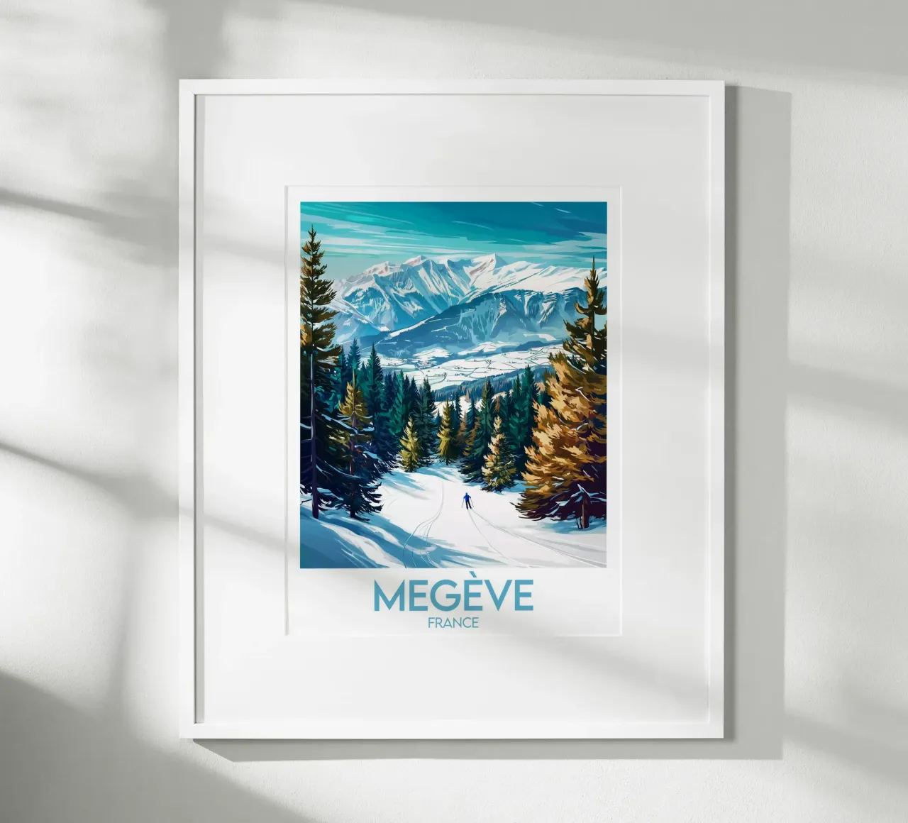 Affiche Megève poster con telaio in legno da Frame the World