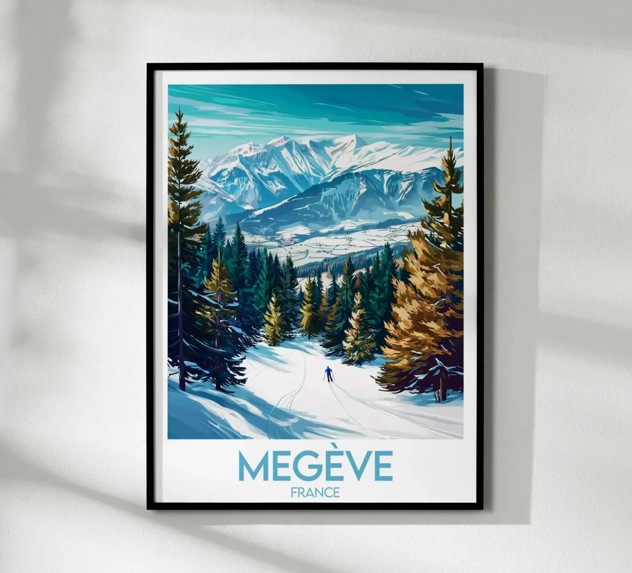 Affiche Megève poster con telaio in legno da Frame the World