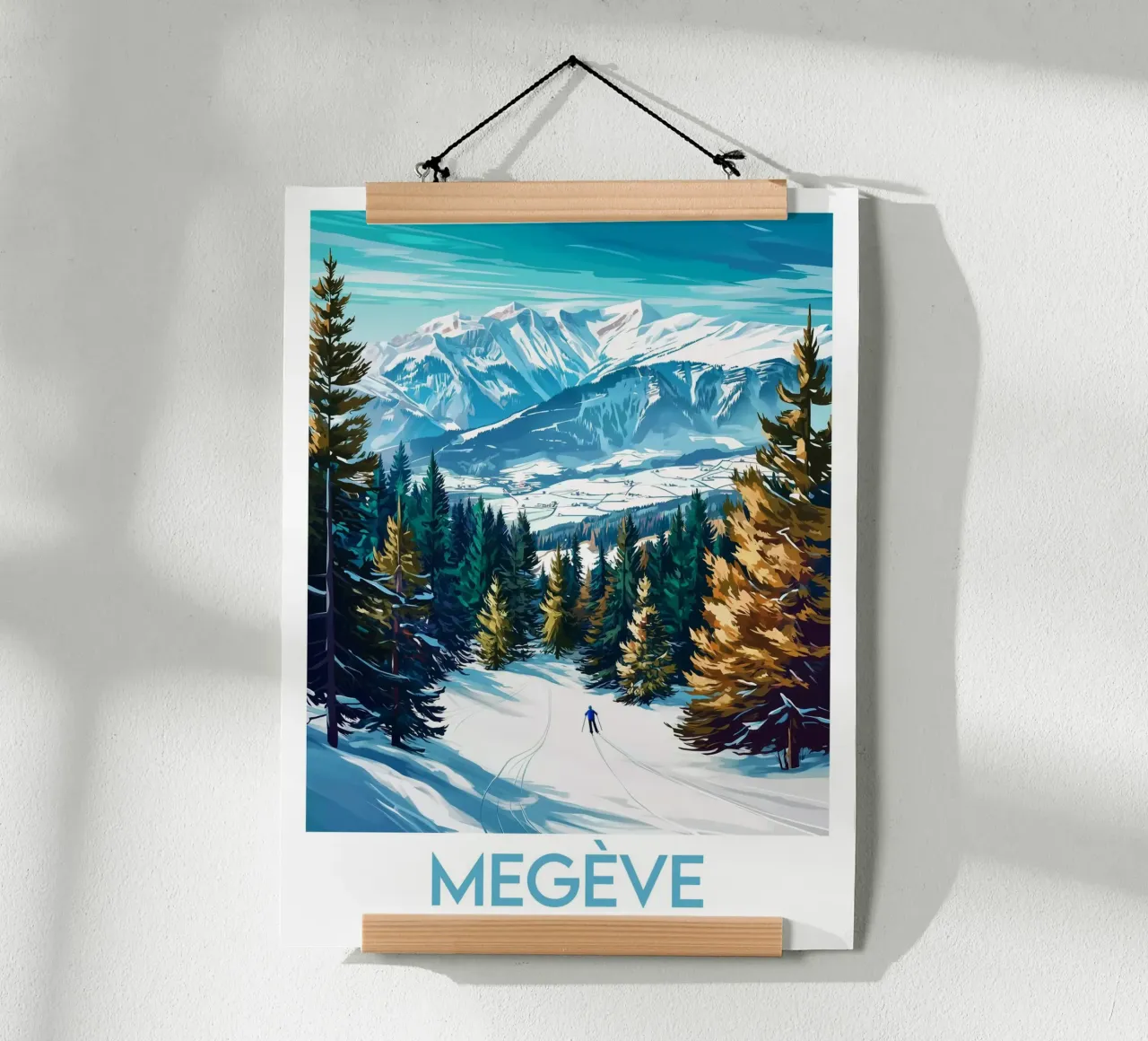 Affiche Megève poster con telaio in legno da Frame the World