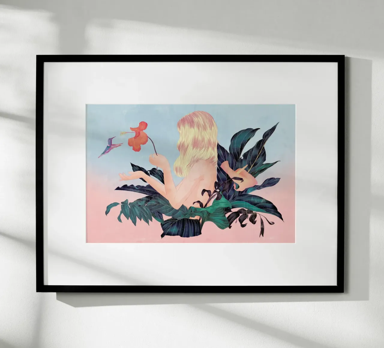Humming Bird poster con telaio in alluminio da Faunesque